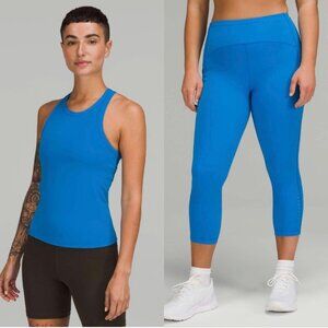 Lululemon SET Align Tank Top Swift Speed Crop Legging Poolside Blue Size 6